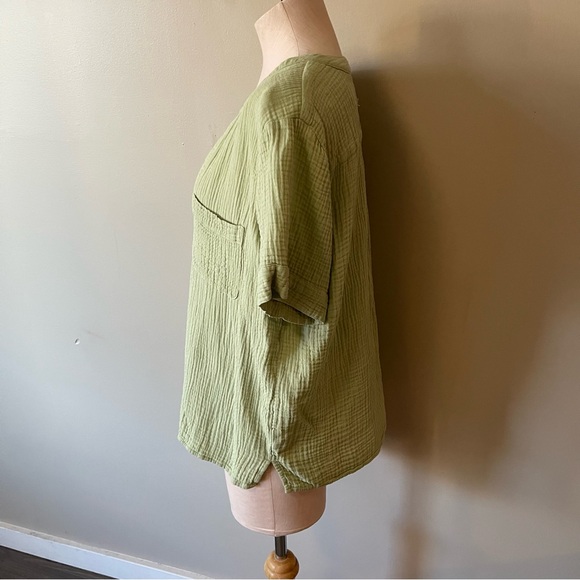 J. CREW V Neck Soft Gauze Popover Top Sagebrush T-Shirt - Picture 4 of 7